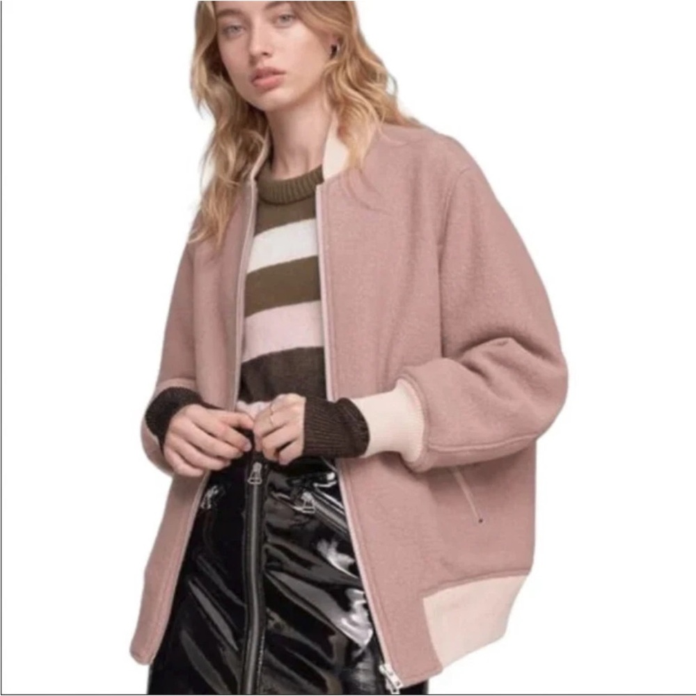 rag & bone Elle Zip Front Wool Bomber Jacket. Sz L - Picture 7 of 10